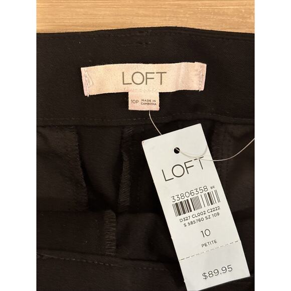 Loft Petit Devin Tie Waist Pants Women's 10P Black Sash Cropped Leg New w/Tags - Picture 3 of 7